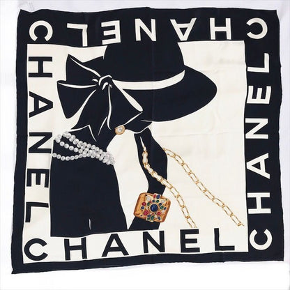 Chanel Mademoiselle Large Scarf Black Silk