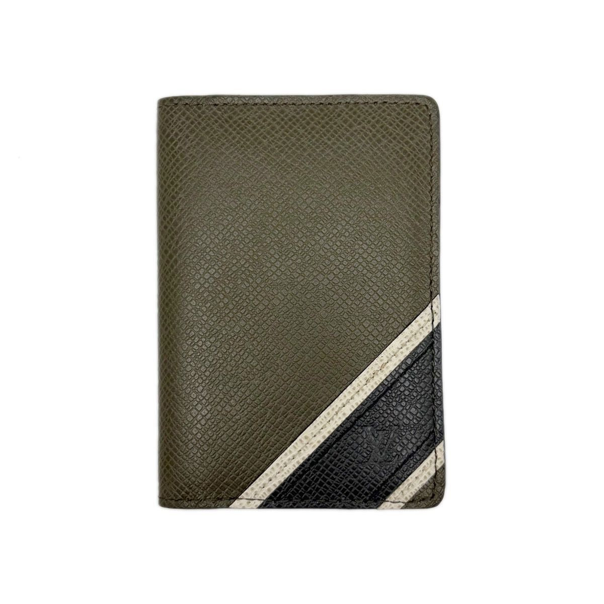 Louis Vuitton Leather Card Case Khaki Taiga Organizer de Poche