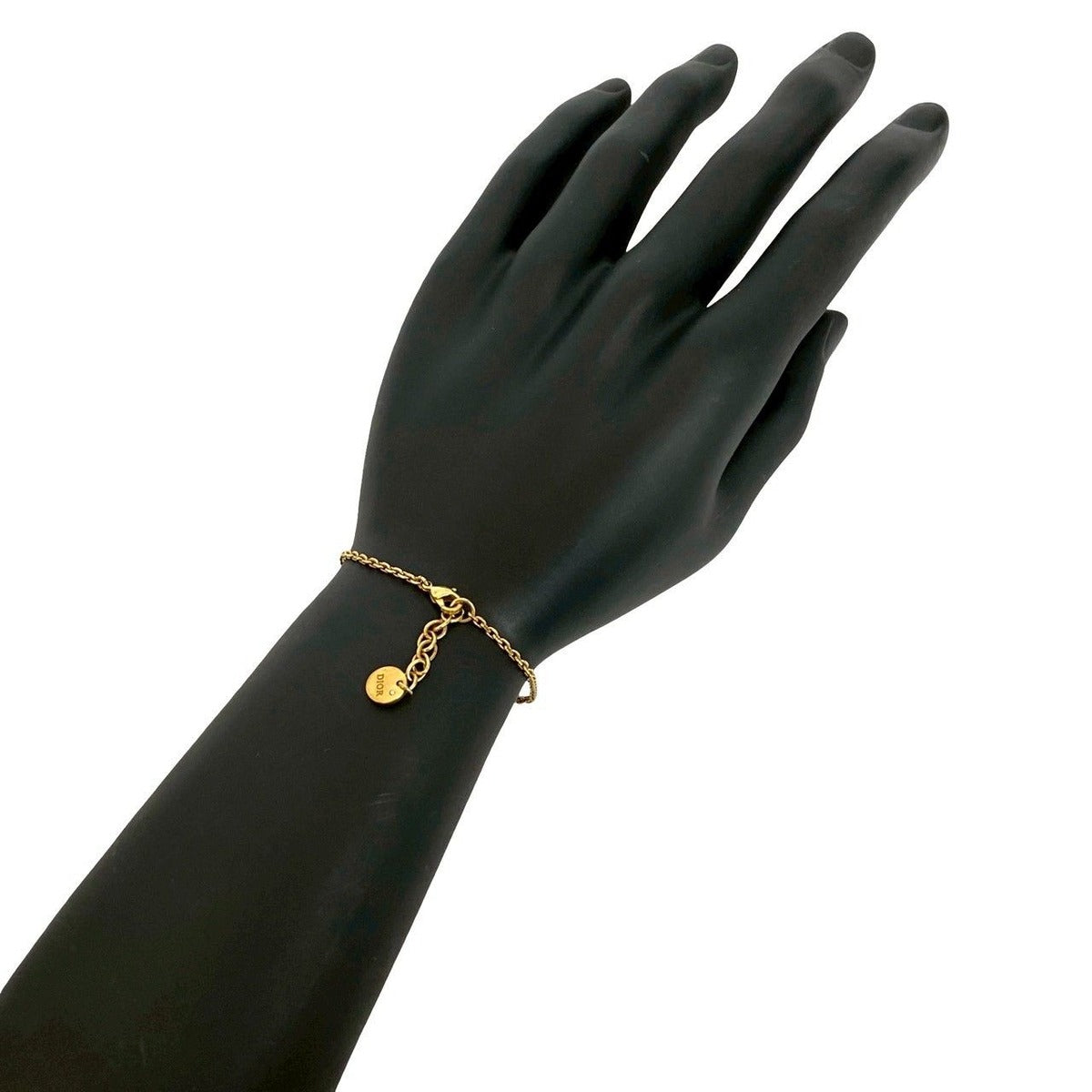 Dior CD Logo Faux Pearl Chain Bracelet Gold — view 2
