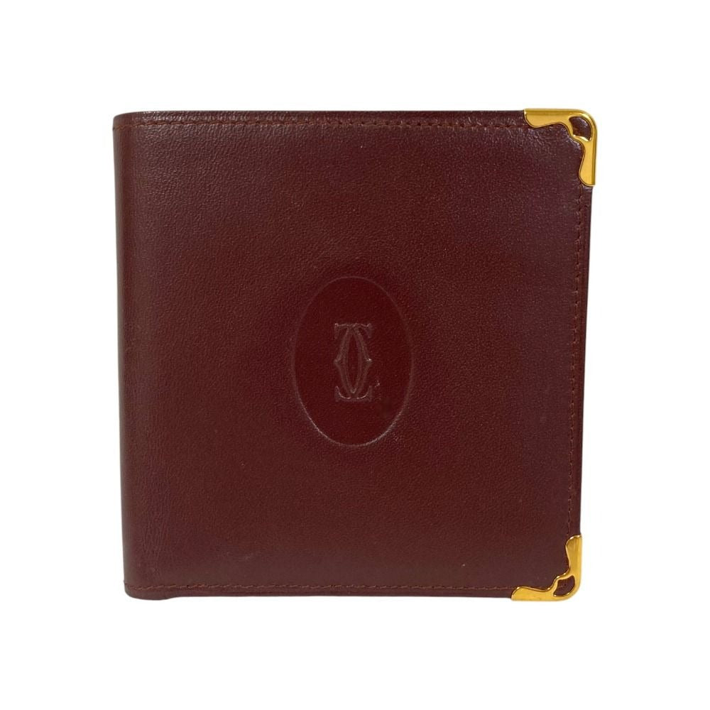 Cartier Must Line Leather Compact Wallet Bifold Gold