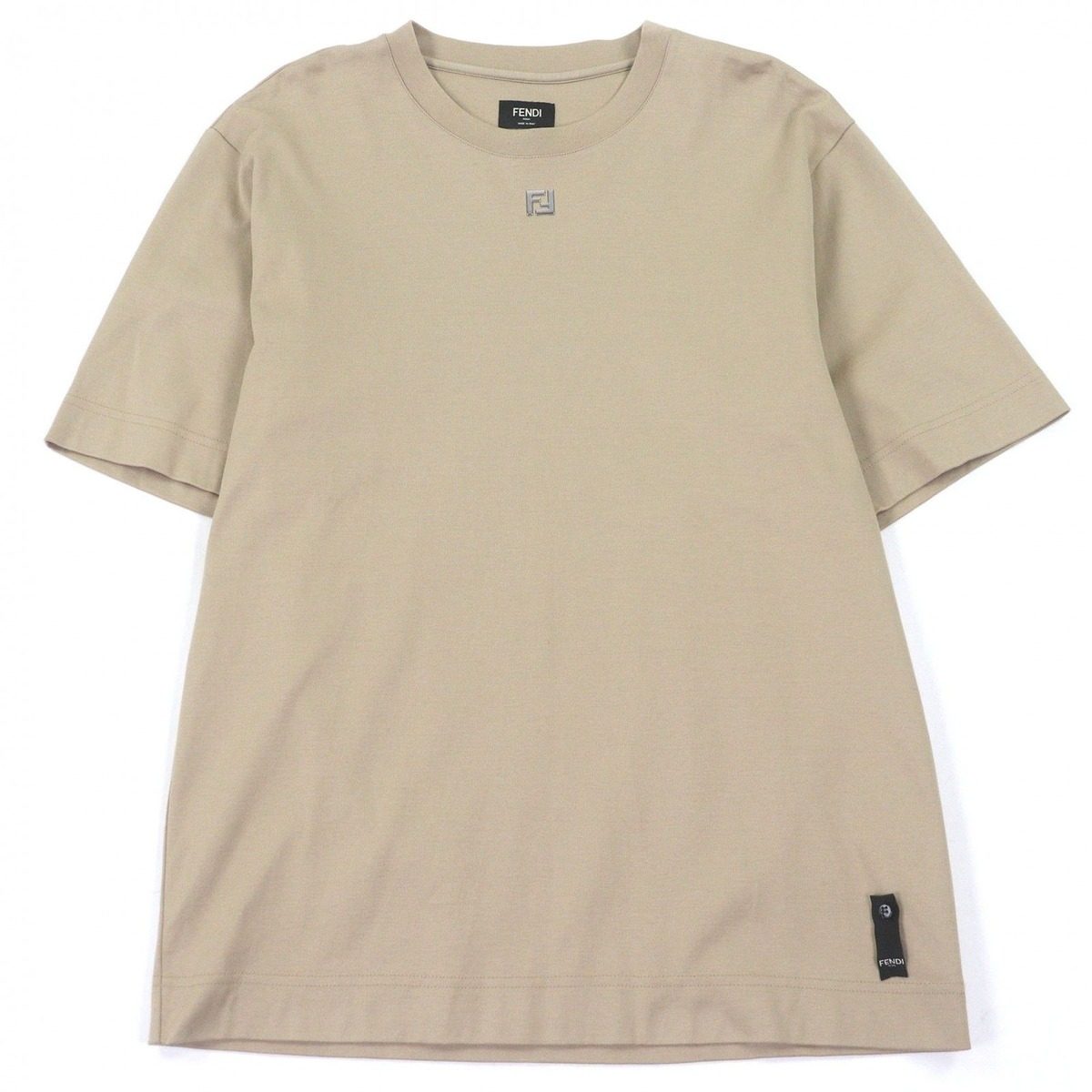 Fendi Cotton 100% FF Logo Zucca Top Short Sleeve T-Shirt Beige