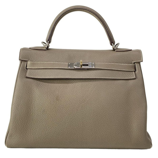 Hermes Handbag Kelly 32 Etoupe Silver