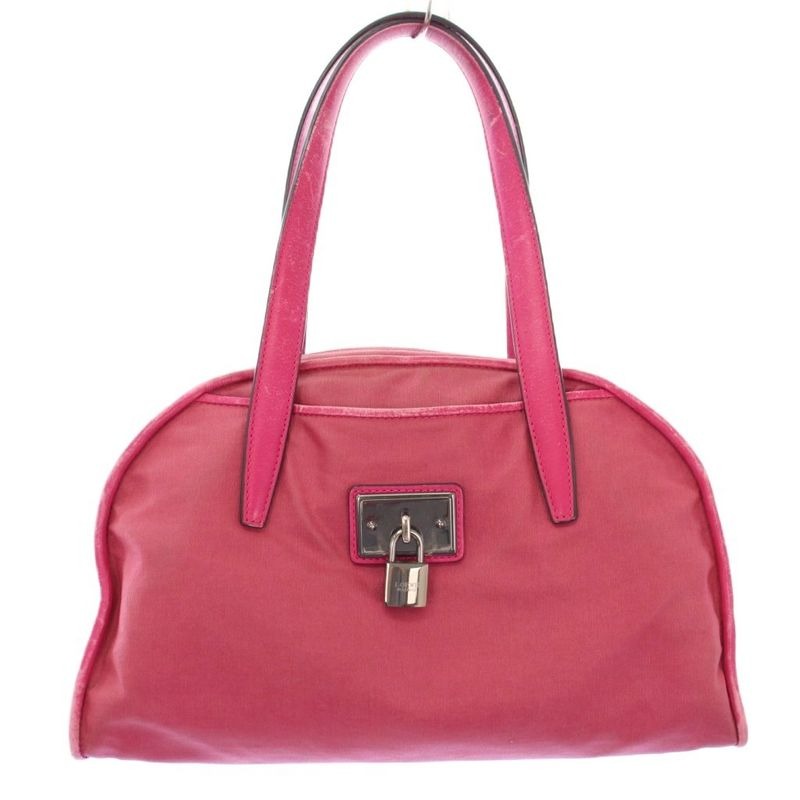 Loewe Handbag Nylon Leather Padlock Key Pink BB OH