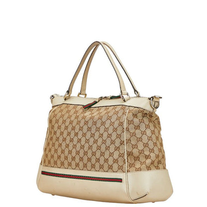 Gucci GG Canvas Mayfair Sherry Line Handbag Shoulder Bag 2WAY 257349 Beige