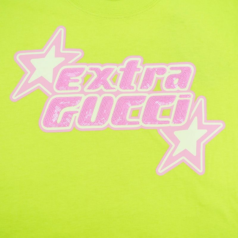 Gucci T-shirt Sequins XS Size 776596 Yellow Pink Cotton Women's Clothing