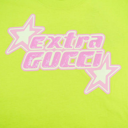 Gucci T-shirt Sequins XS Size 776596 Yellow Pink Cotton Women's Clothing