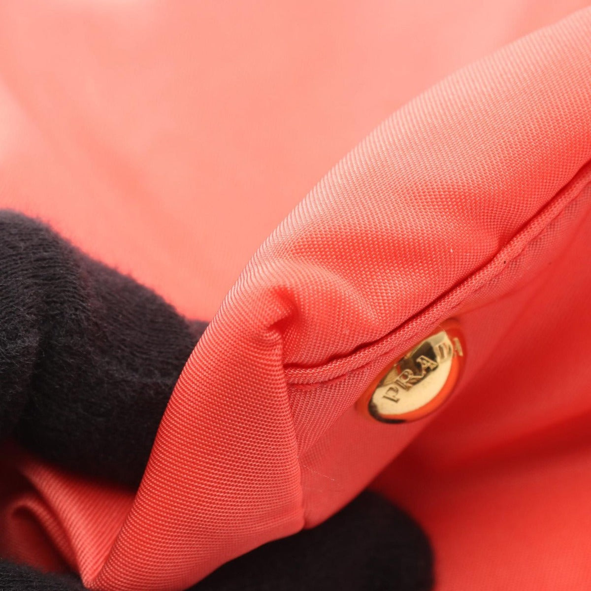 Prada Tote Tessuto Orange Nylon Patent Triangle Logo Ribbon — view 6