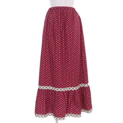 Gucci Zam1 S Cotton Interlocking G Floral Flared Hem Long Skirt Multi 36
