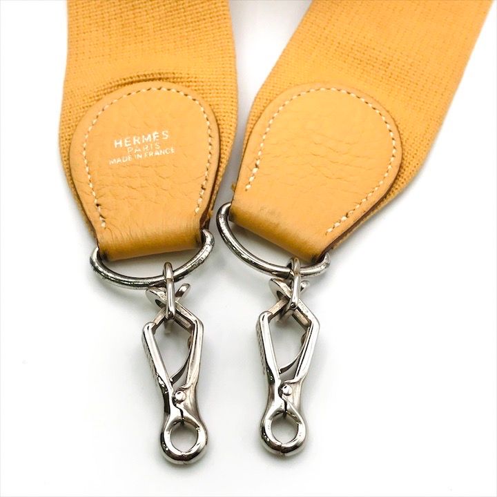 Hermes Shoulder Strap Evelyne Canvas Leather Yellow