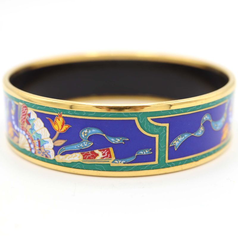 Hermes Bangle Emile GM Gold Color Blue Ladies Accessories With Box H4165