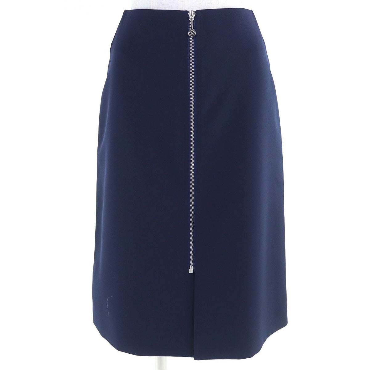 Hermes 21 AW Wool Rayon Center Zip Tight Skirt Navy 34