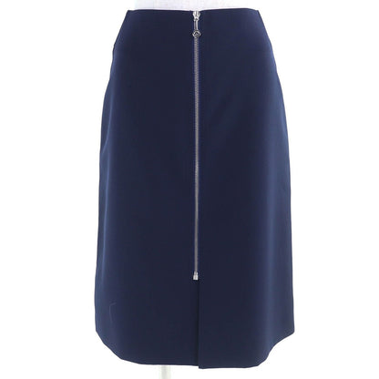 Hermes 21 AW Wool Rayon Center Zip Tight Skirt Navy 34