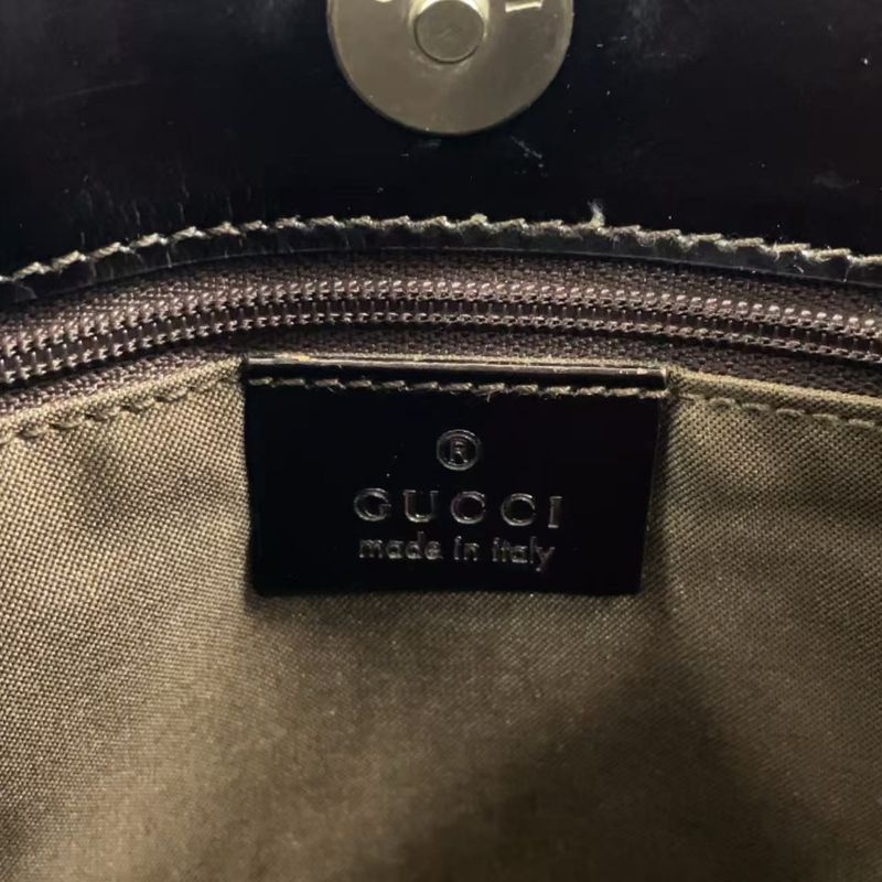 Gucci GG Canvas Leather X Canvas Gray Brown Shoulder Bag Silver 001 3166