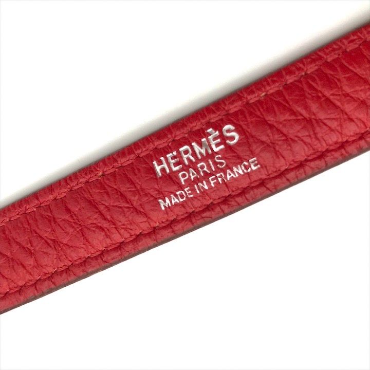 Hermes Kelly Bolide Leather Silver Shoulder Strap Red