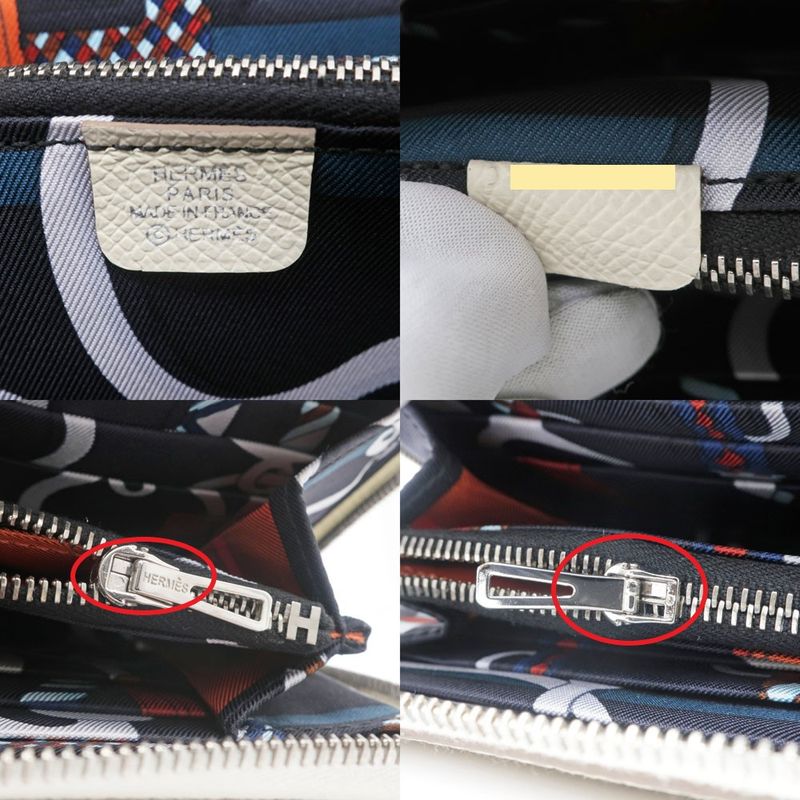 Hermes Azap Long Silk-in Epson Cles Silver-hardware D Engraved Ivory-lea