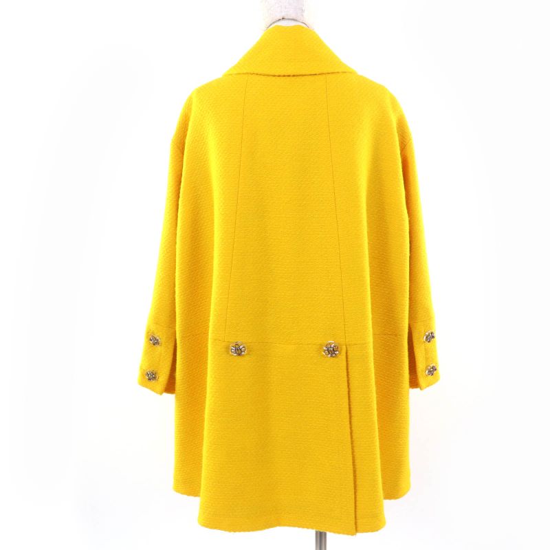 CHANEL P50353w05578 100% Wool Full Logo Lining Crystal Buttons Tweed Coat