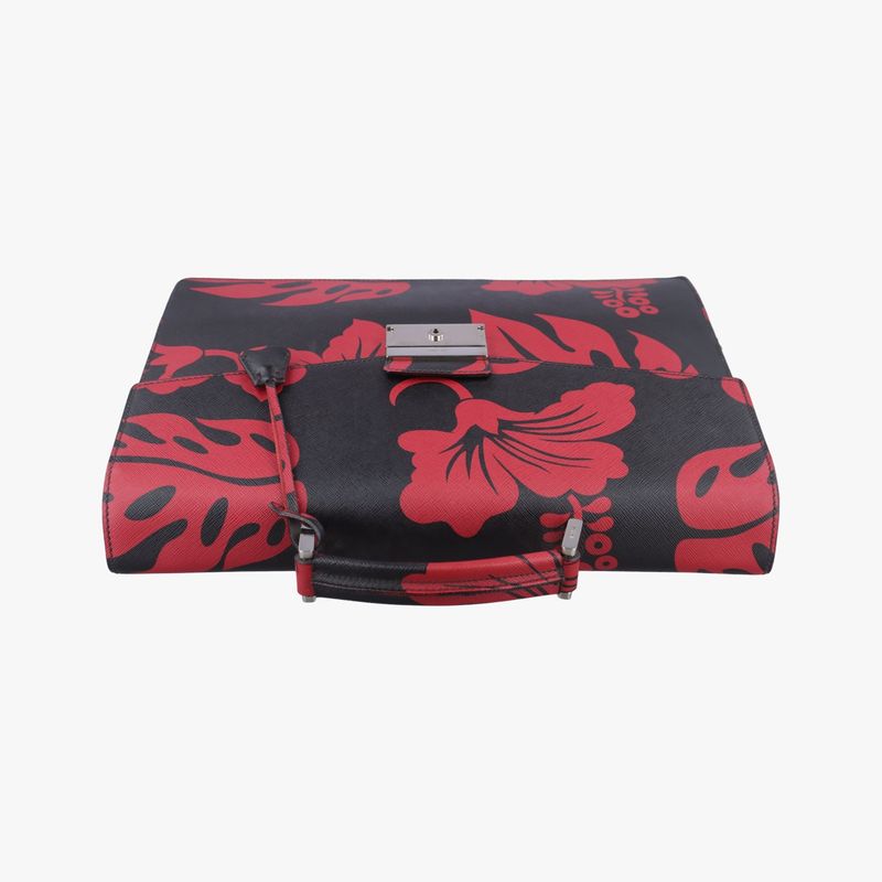Prada Hibiscus Sound Rosso Red And Black Saffianoleather 134