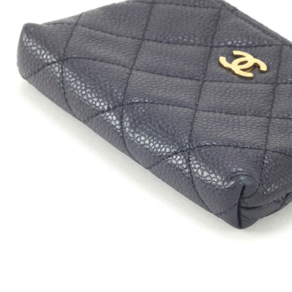 Chanel Women's Wallet Coin Case Caviar Skin 17133940 Black with Key Ring