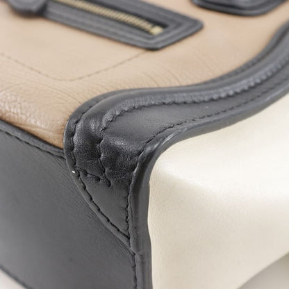 Celine Luggage Nano Shopper Bicolor 2WAY Shoulder Calf Black/brown/off White