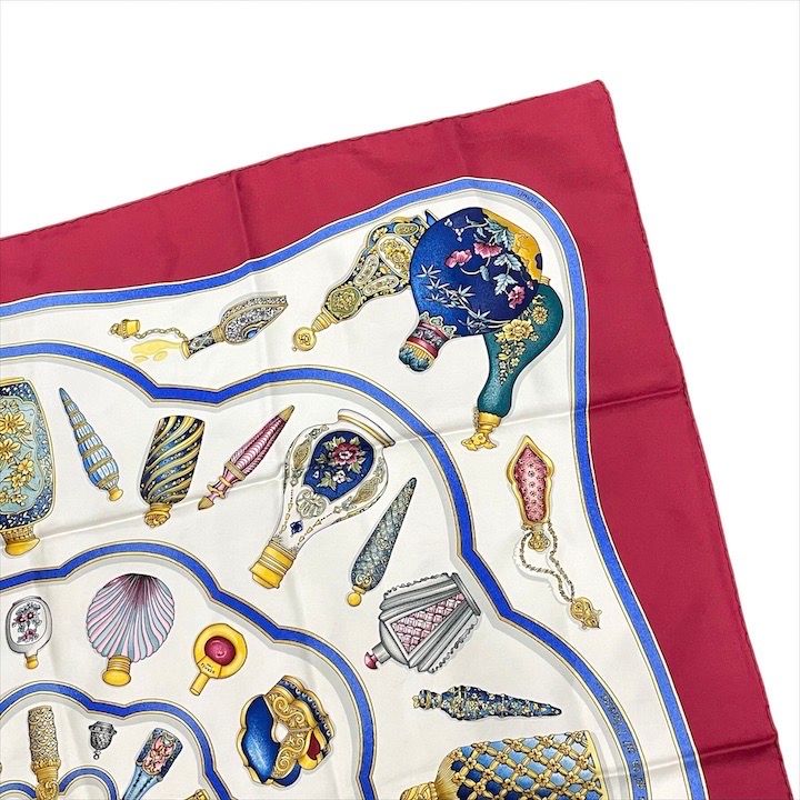 Hermes Carre 90 Large Scarf Shawl Silk Perfume Pattern