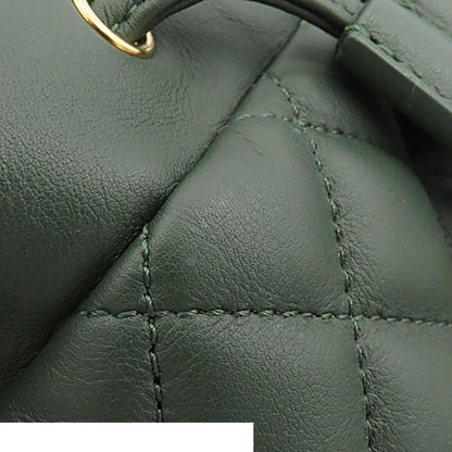 Chanel Chain Backpack Quilted Dark Green Gold Lambskin — view 7