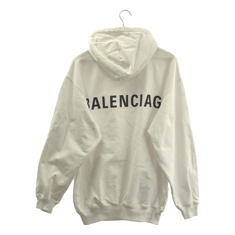 Balenciaga | Over Silhouette Back Logo Sweatshirt Hoodie | S | White | Men's