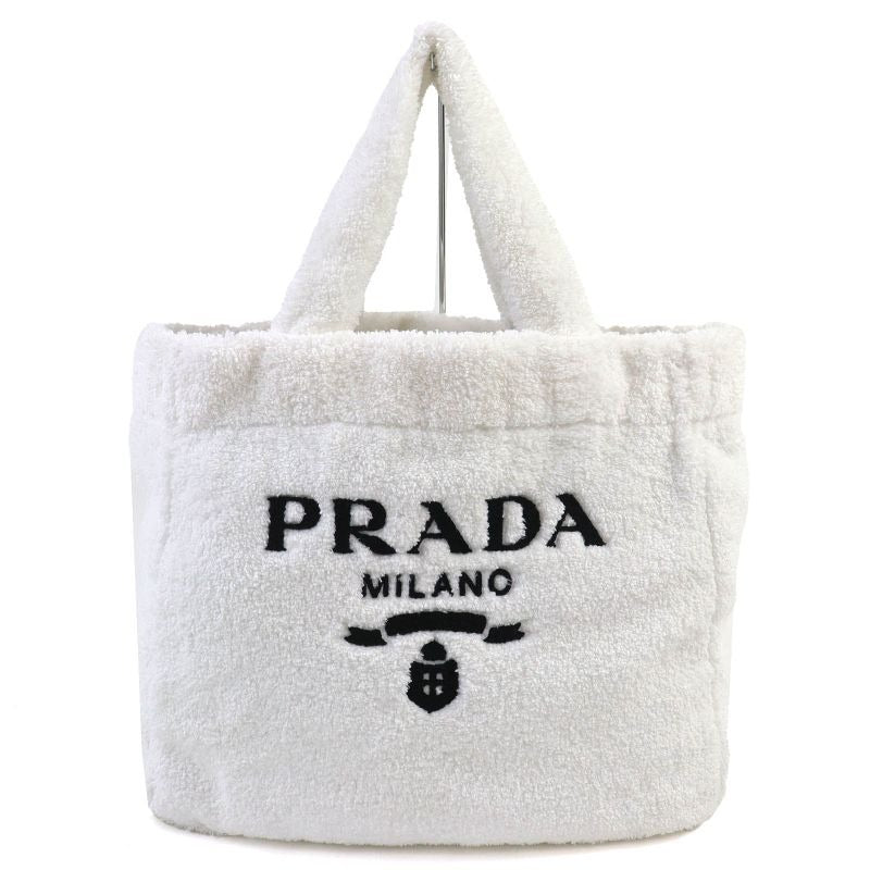 Prada 1 Bg130 Spugna Polyester Cowhide Triangle Logo Soft Terry Leta Ring