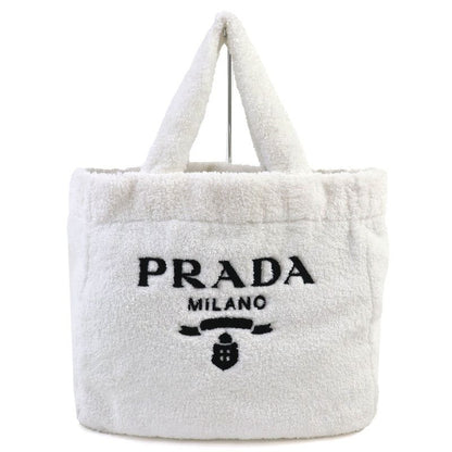 Prada 1 Bg130 Spugna Polyester Cowhide Triangle Logo Soft Terry Leta Ring