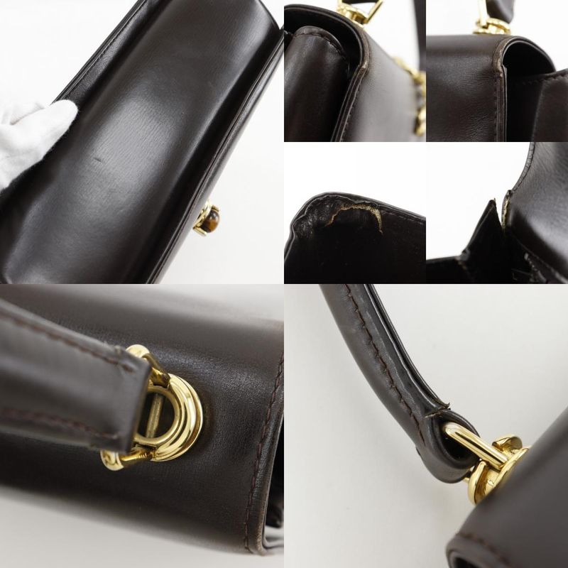 Gucci One Handle Old Gucci Leather Brown Women's Handbag