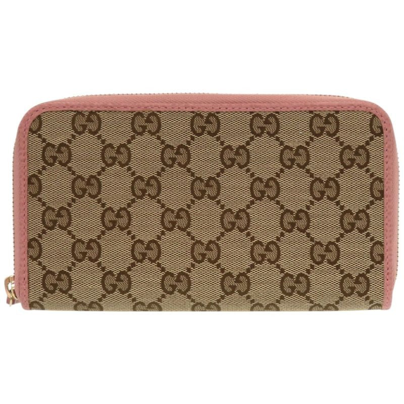 Gucci Round Zipper GG Supreme Canvas Beige Long Wallet 1215
