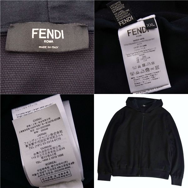 Fendi Sweatshirt Hoodie Zip Up Zucca Pattern FF