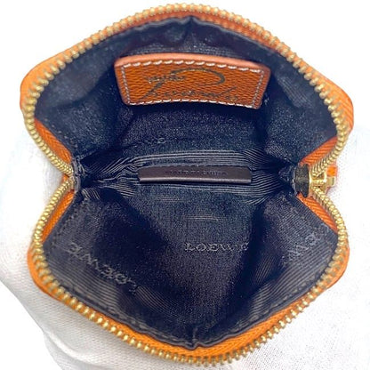 Loewe Coin Case Orange Anagram Coin Purse Canvas Leather Preowned