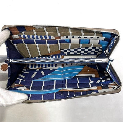 Hermes Round Zipper Long Wallet Azap Silk Quinn F22990