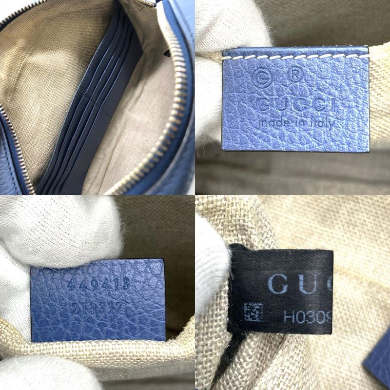 Gucci 449413 Shoulder Bag GG Canvas/leather Blue/brown Women