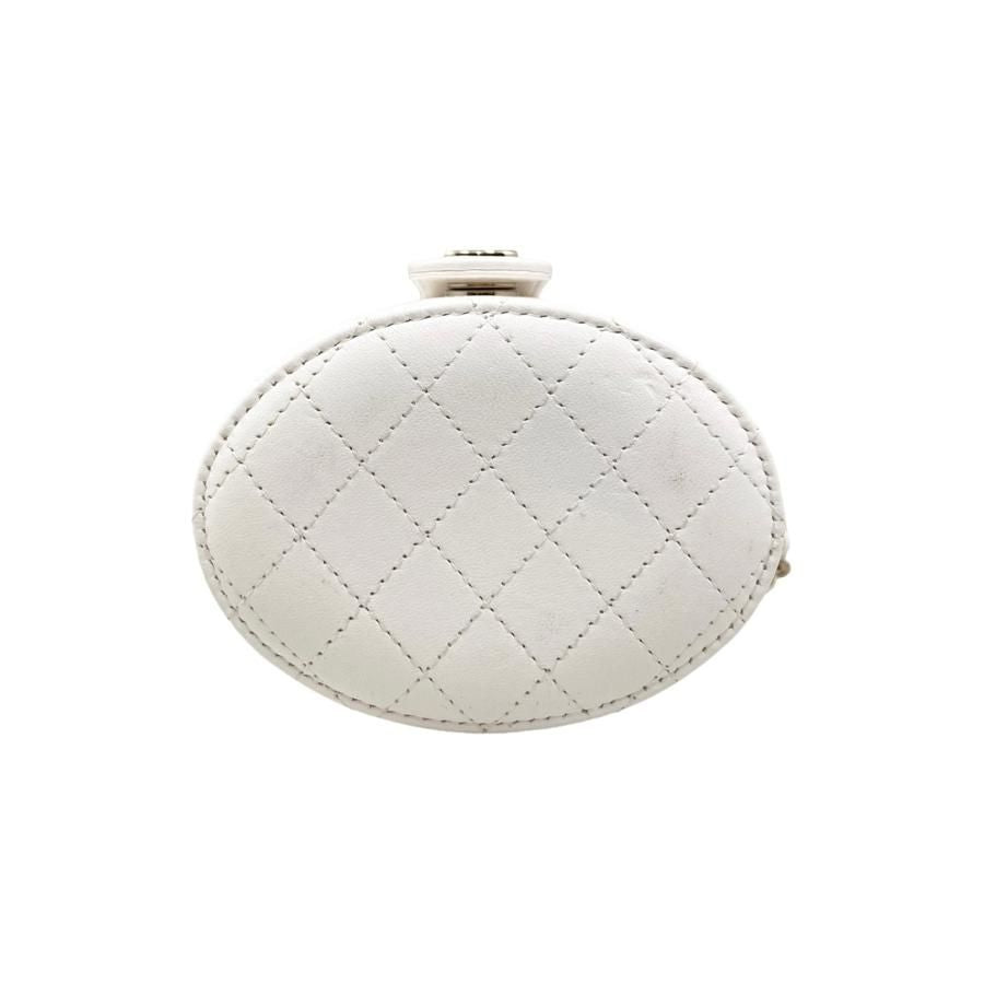 Chanel Shoulder Bag Vanity Mini Matelasse Lambskin Coco Mark Chain White Gold