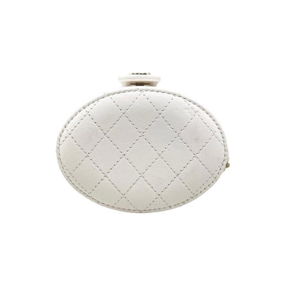 Chanel Shoulder Bag Vanity Mini Matelasse Lambskin Coco Mark Chain White Gold