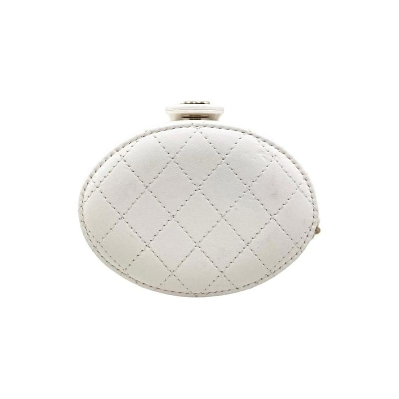Chanel Shoulder Bag Vanity Mini Matelasse Lambskin Coco Mark Chain White Gold
