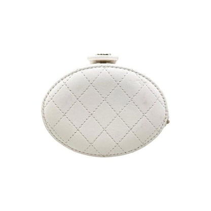 Chanel Shoulder Bag Vanity Mini Matelasse Lambskin Coco Mark Chain White Gold