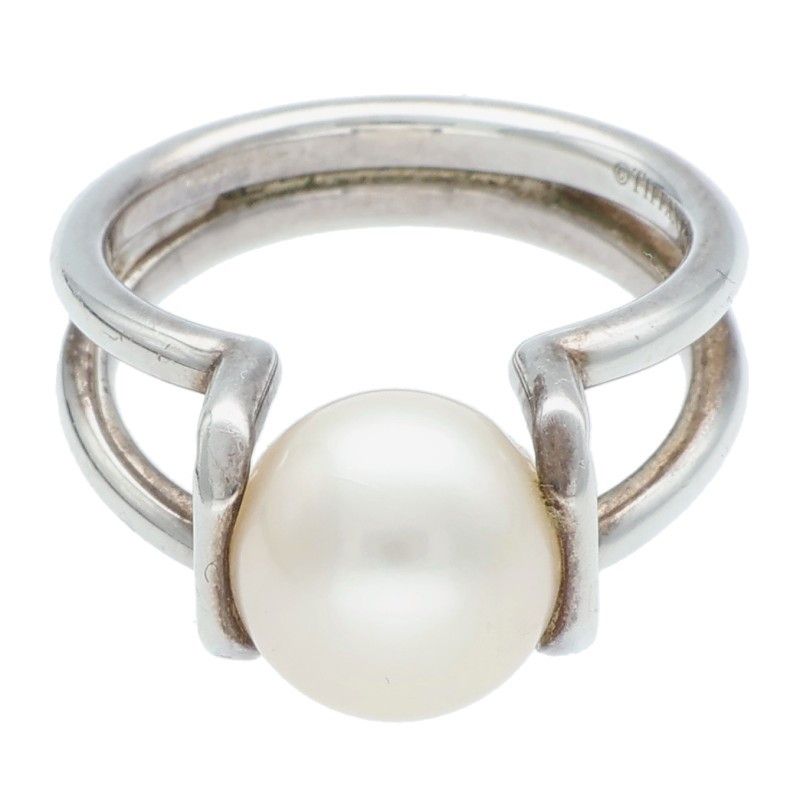 Tiffany & Co Hardwear Hardware Freshwater Pearl Silver Ring Men's #12