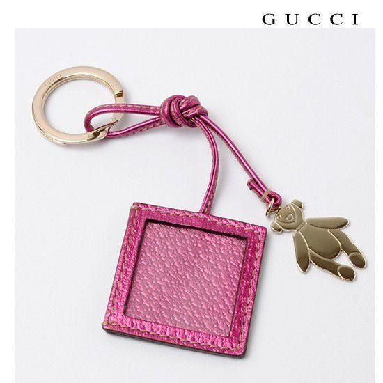 Gucci Key Ring Teddy Bear With Photo Frame Metallic Pink B6 T0