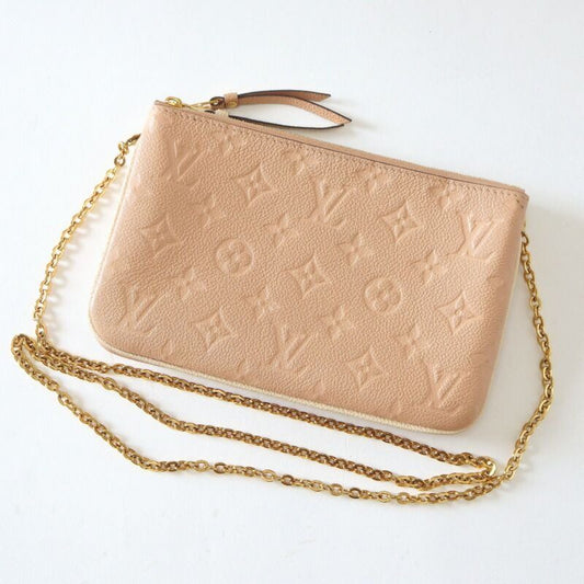 Louis Vuitton Pochette Double Zip Shoulder Bag Monogram Empreinte Beige