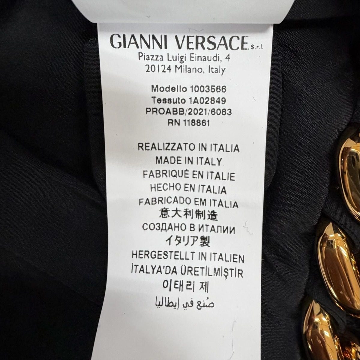 Versace Cotton Gold Chain Medusa Tweed No Sleeve Dress Black 38 — view 11