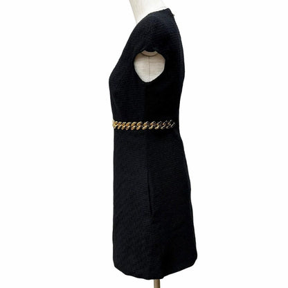 Versace Cotton Gold Chain Medusa Tweed No Sleeve Dress Black 38 — view 2