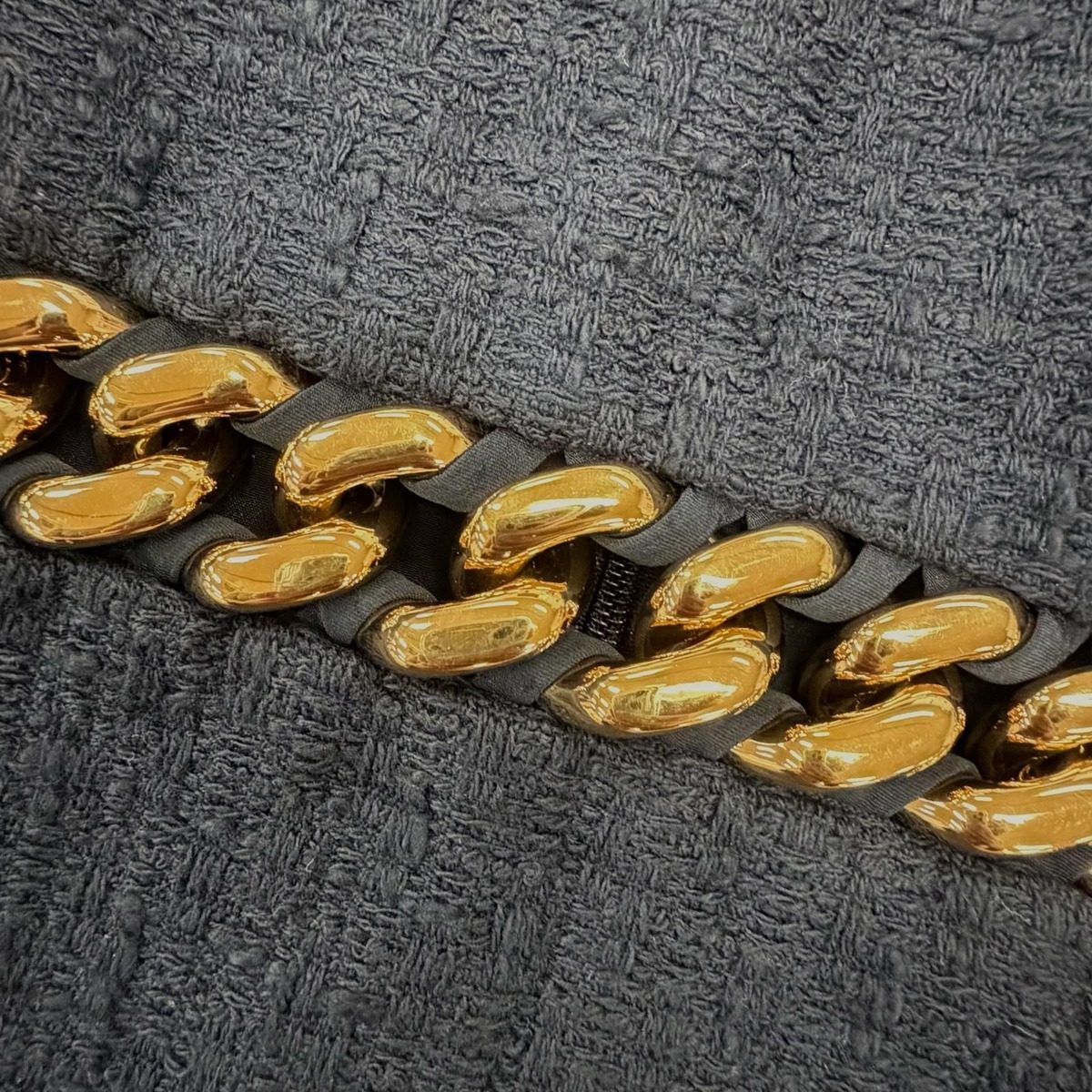 Versace Cotton Gold Chain Medusa Tweed No Sleeve Dress Black 38 — view 7