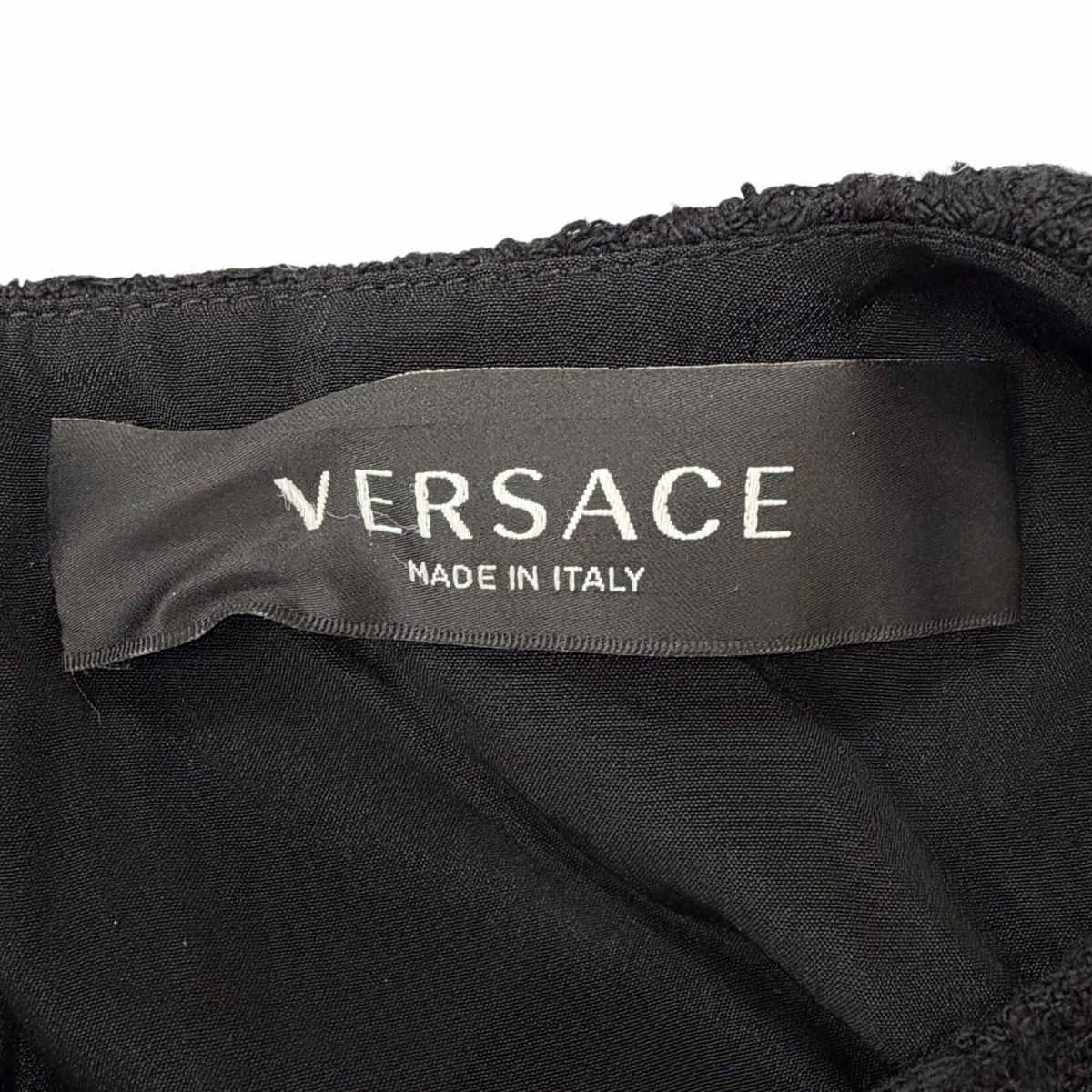 Versace Cotton Gold Chain Medusa Tweed No Sleeve Dress Black 38 — view 9