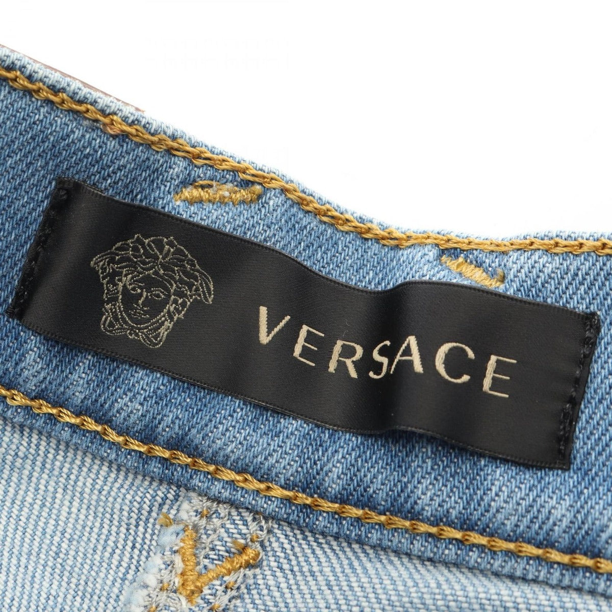 Versace Denim Pants Medusa Button Cotton — view 3