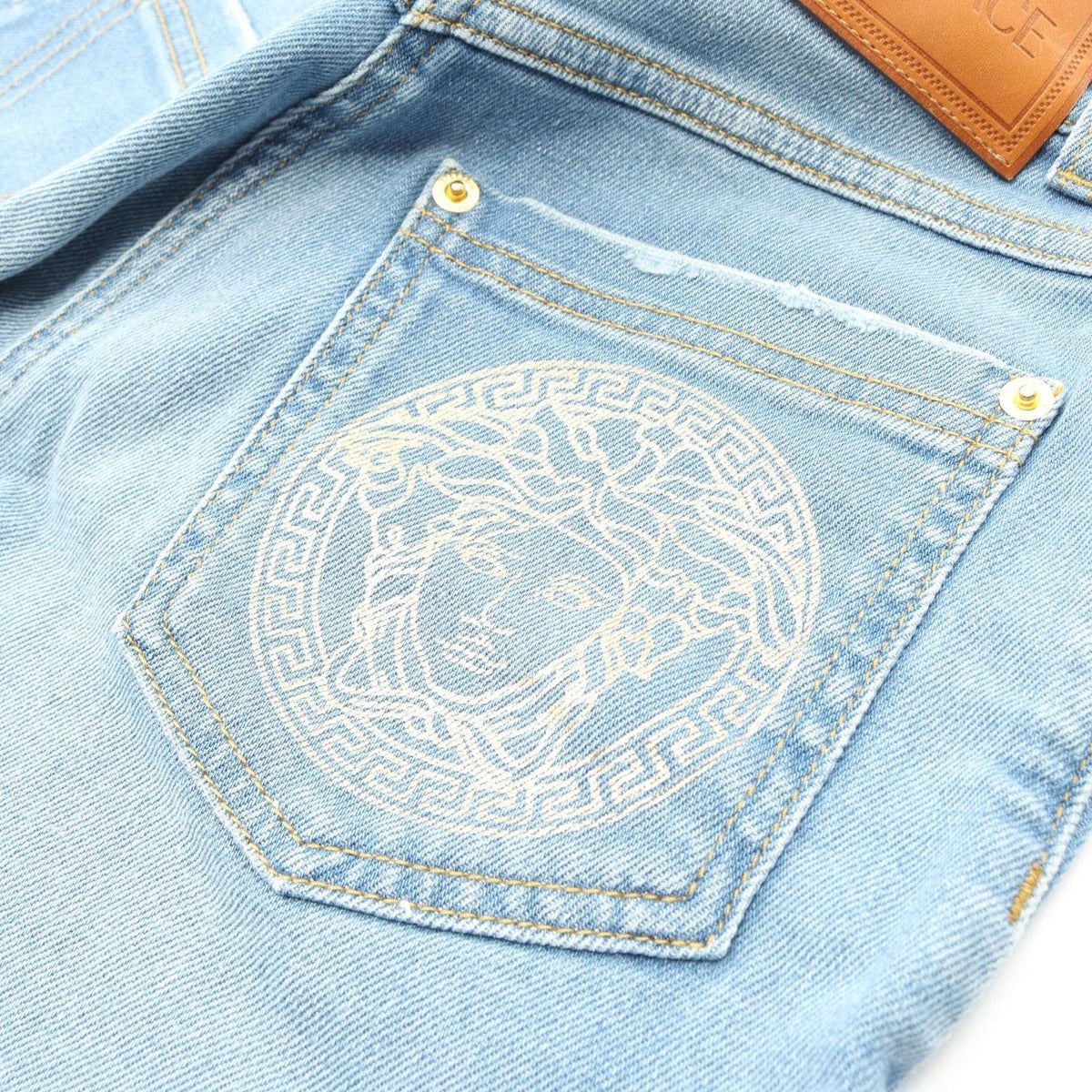 Versace Denim Pants Medusa Button Cotton — view 8