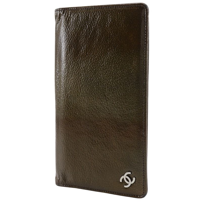 Chanel Coco Mark Enamel Bronze Women's Long Wallet