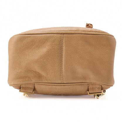 Chanel Backpack Caviar Skin Triple Coco Turnlock Beige Gold Hardware Women's