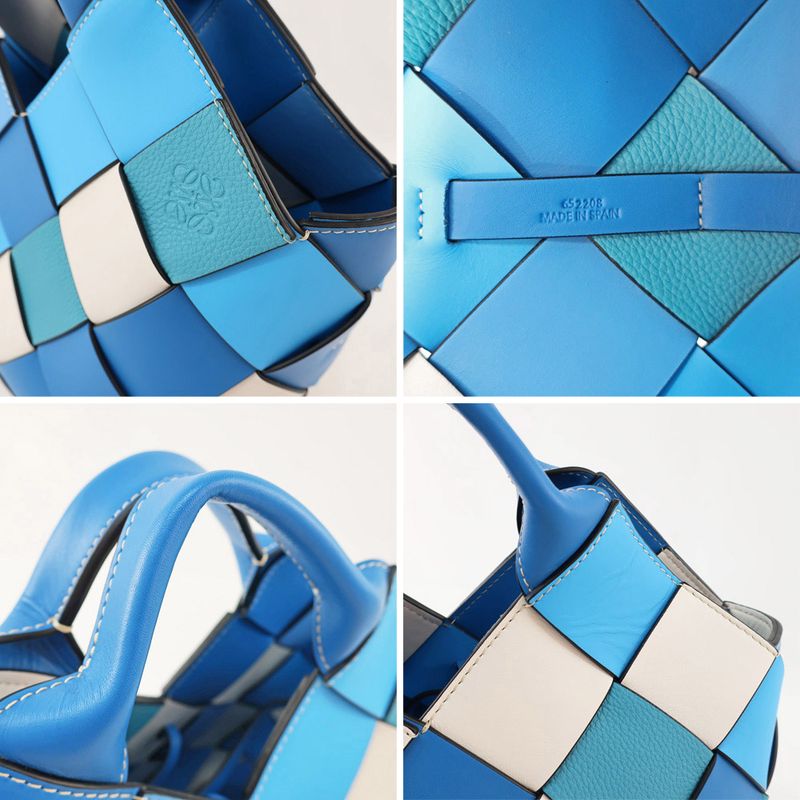 Loewe Woven Basket Bag Small Handbag Shoulder - 2WAY Leather Blue -